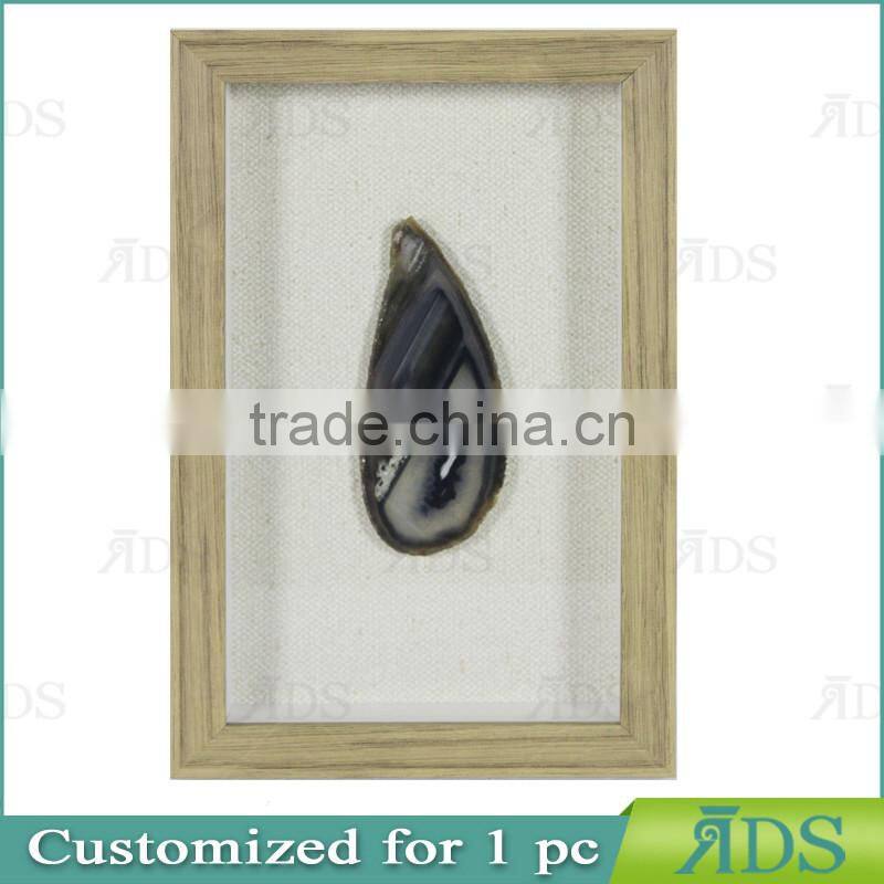 Plastic Shadow Box Frames with Color Natural Agate Stone Under Glass