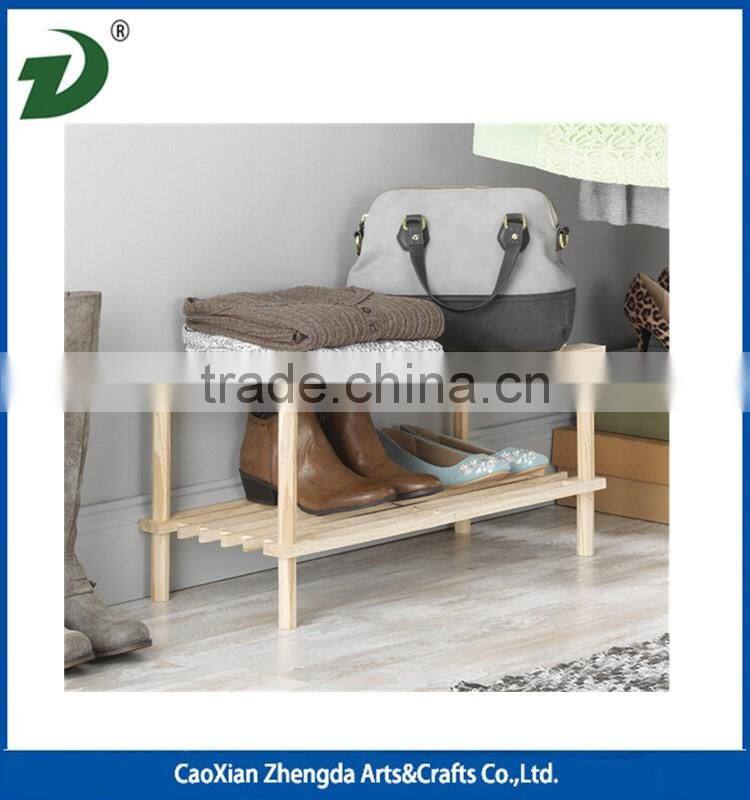 Natural Cedar Wood 2-Tier Slatted Shoe Rack