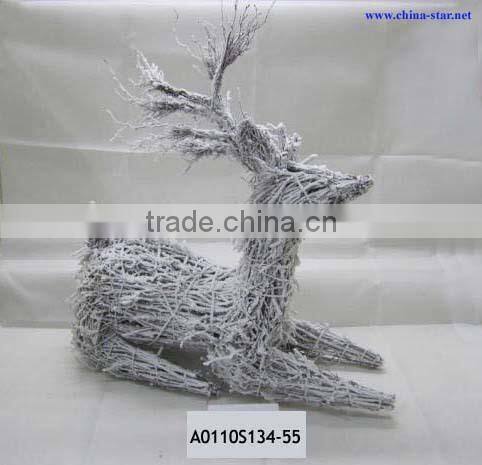 indoor rattan boot planter with snow