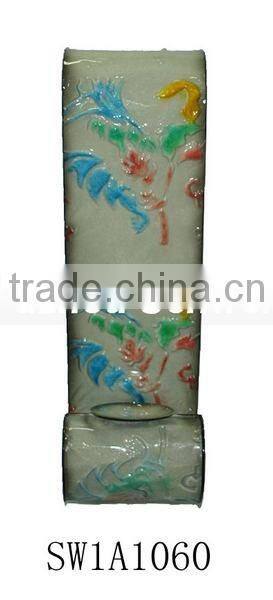 Floral embossed iron candle holder