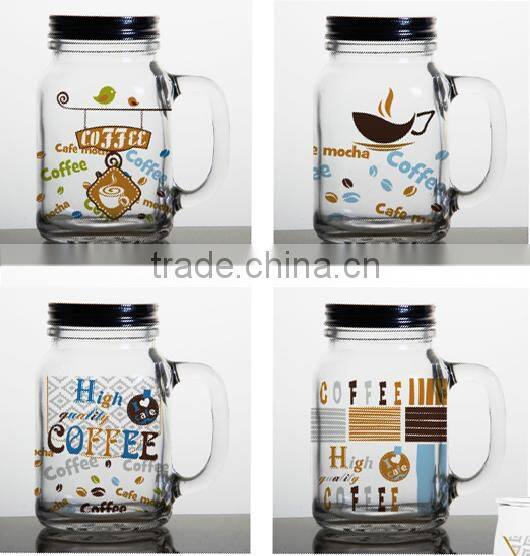 6oz 8oz 10oz 12oz Caffe Latte Espresso Cappuccino color printing glass coffee mug coffee glass set