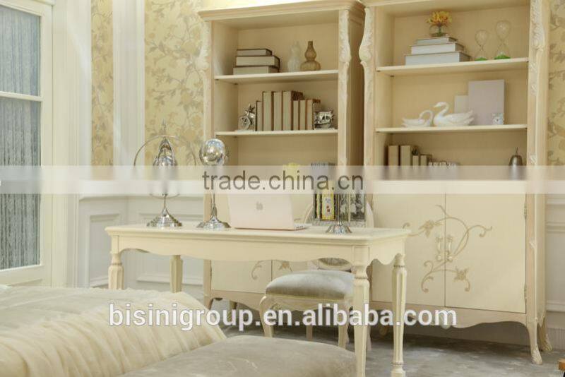 Antique style hand painting in ivory color wooden carved children bookcase/filling cabinet -BF07-70354B