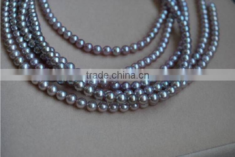 natual 5-6mm grey round freshwater loose pearl strand
