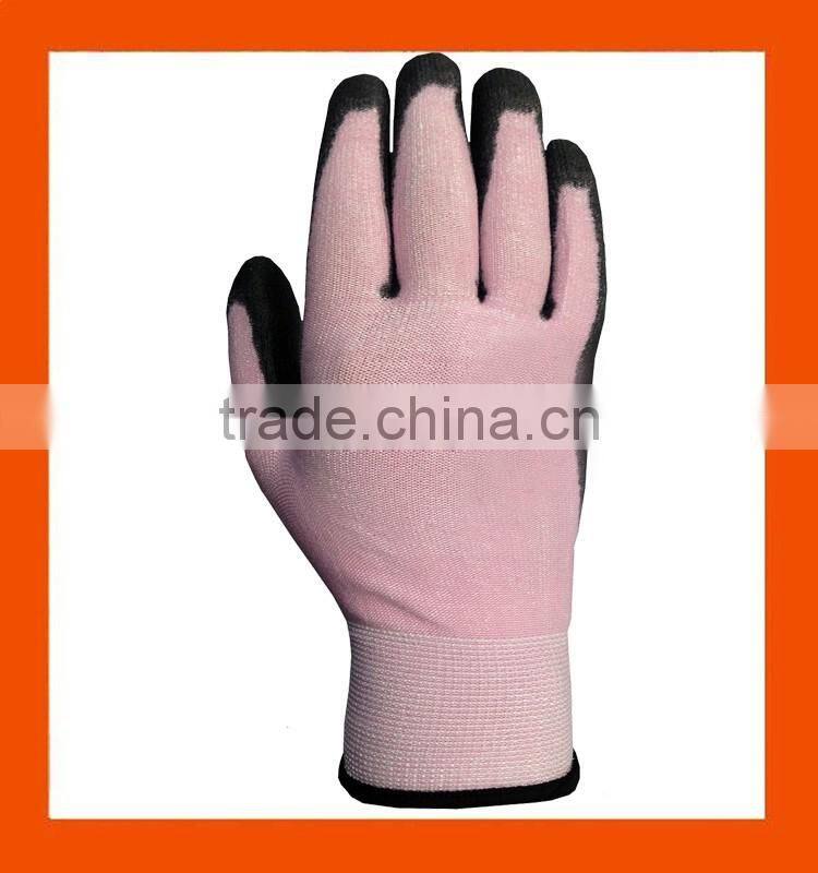 EN 388 4543 Hi VIZ Green UHMWPE Liner PU Coating Cut Resistant Gloves,Cool Breathable Garden Gloves