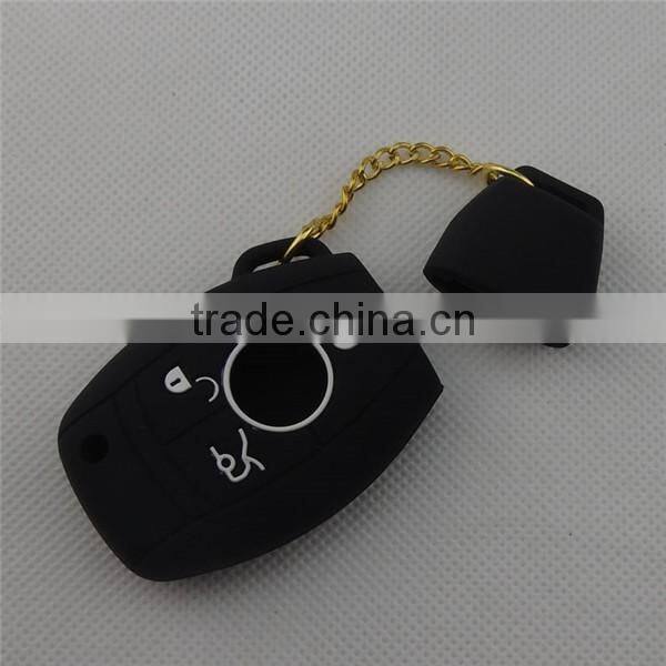 New arrival 3 button Silicone car key shells for mercedes-ben key with chains