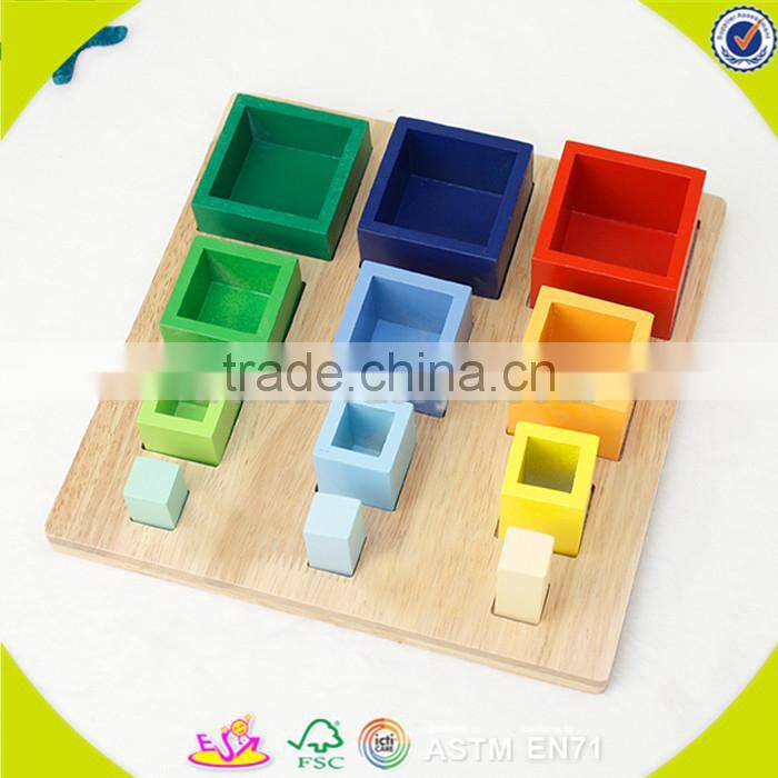 Wholesale toddler funny wooden stacking triangle blocks toy colorful stacking triangle blocks game W13E002