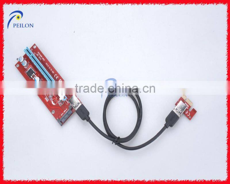 Newest PCIE 1X to 16X +USB 3.0 Extender Cable Sata to IDE 4PIN PCI-E Molex Risers with Power Supply for Bitcoin Litecoin Miner