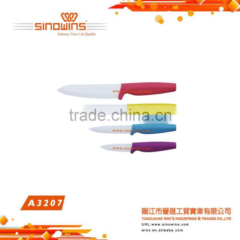 A3208 Hot Selling 4pcs Ceramic Kitchen Knife Sets with wood hand