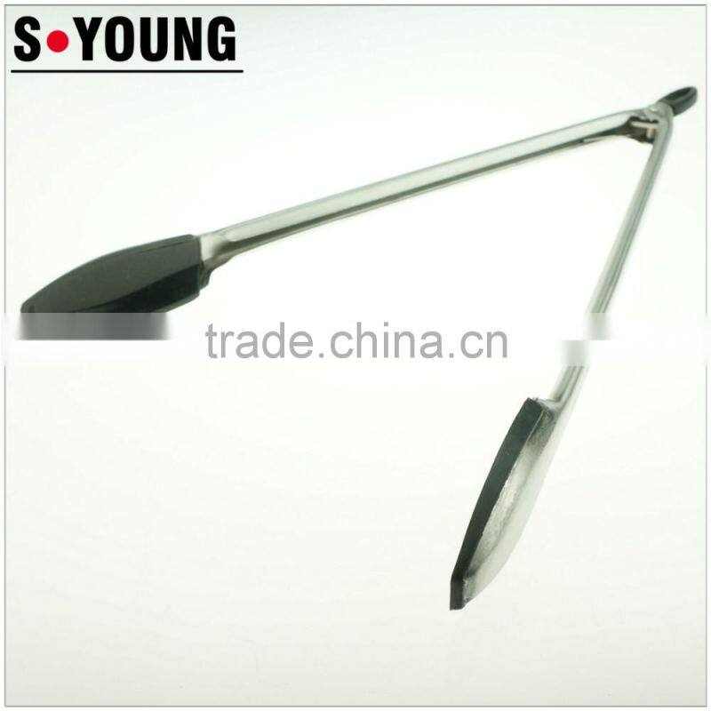 14056 Kitchen and Barbecue Grill Tongs Silicone BBQ Cooking Stainless Steel Locking Food Tong