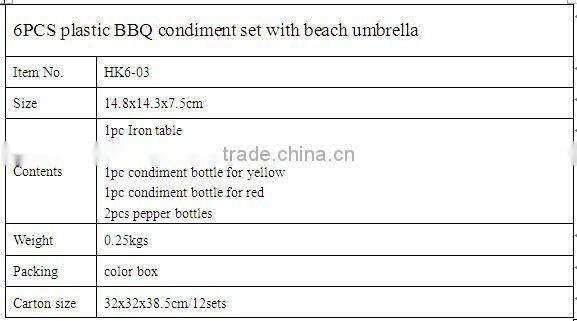 6pcs plastic BBQ condiment set