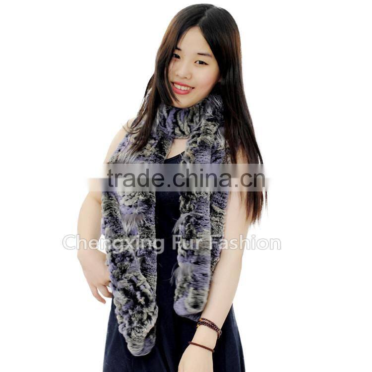 CX-S-55F New Latest Design Real Rex Rabbit Fur Winter Poncho Shawl Scarf