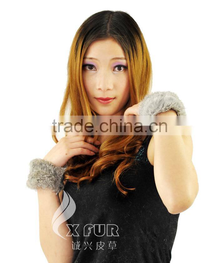 CX-A-28D Kids Women Cute Knitted Genuine Rabbit Fur Wrist Cuff