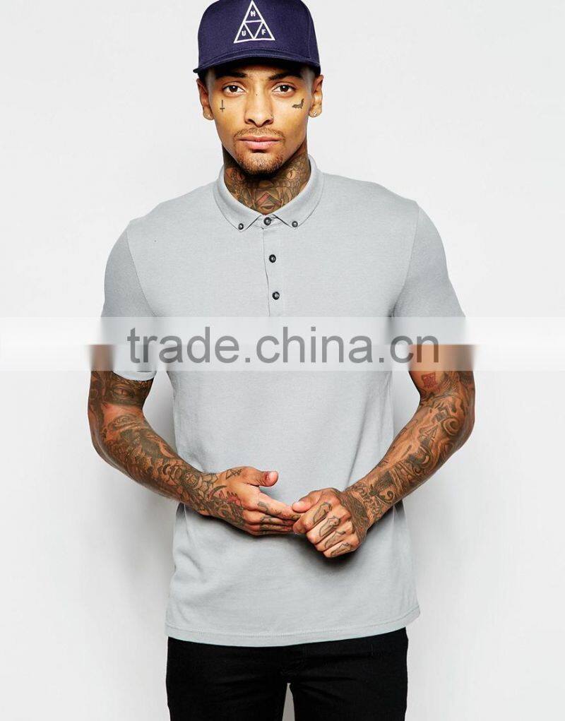 Custom logo t shirt pique polo t shirt with button down collar PS0112A
