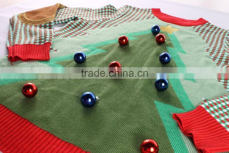 Christmas tree design for unisex oem knitting sweater wholesale ugly christmas sweaters