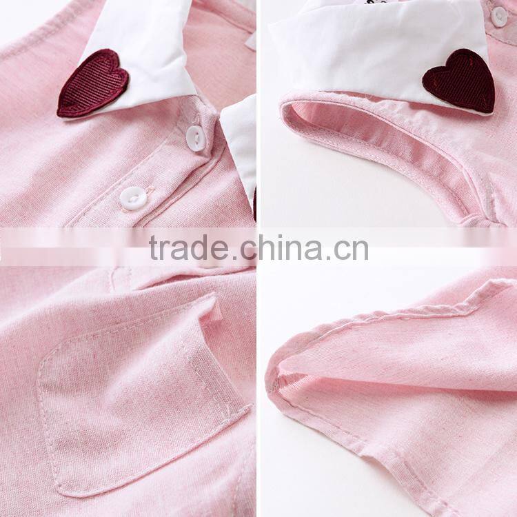 Peter Pan Heart Banner Kids Frock Designs Solid Pink Dress One Chest Pocket Sleeveless Dress