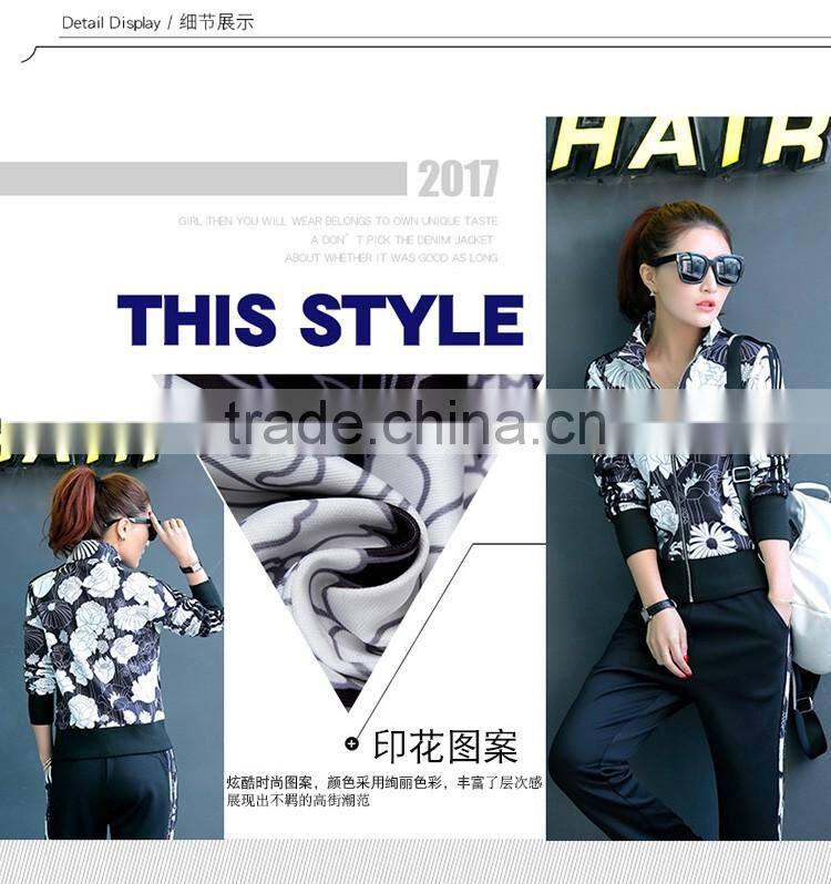 Latest Design Fashion Tops tracksuit Full zip Wholesale Women Printing tracksuit custom