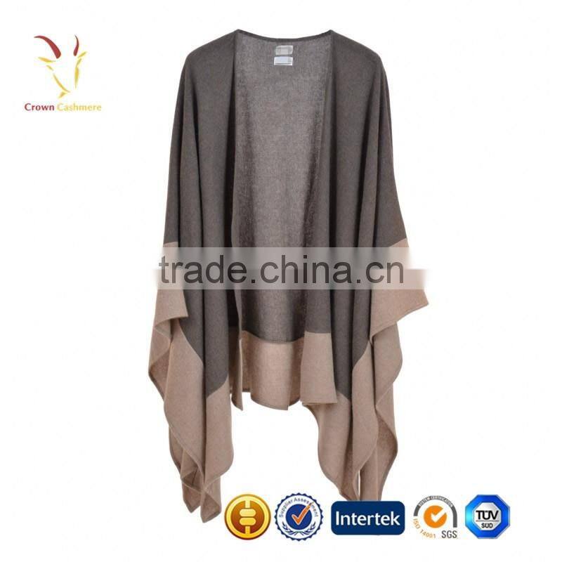 Color Block Knitted Wool Ponchos,Women Wraps Ponchos