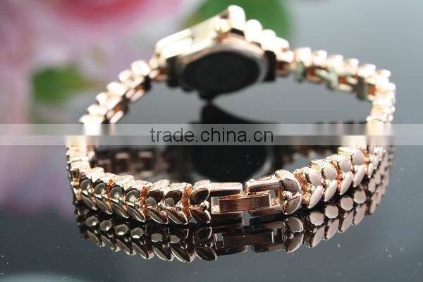 Women's Luxury Rhinestone Watchcase Rose Gold Steel Bracelet Watch