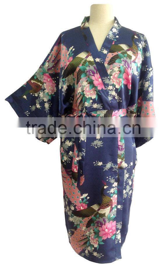 Silk sexy kimono Women Robe Gown Bathrobe Sleepwear SW019