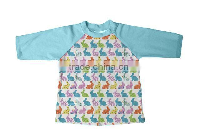 Fall high quality 3/4 sleeve ruffle raglan t shirt baby kids raglan tee custom ruffle sleeve raglan