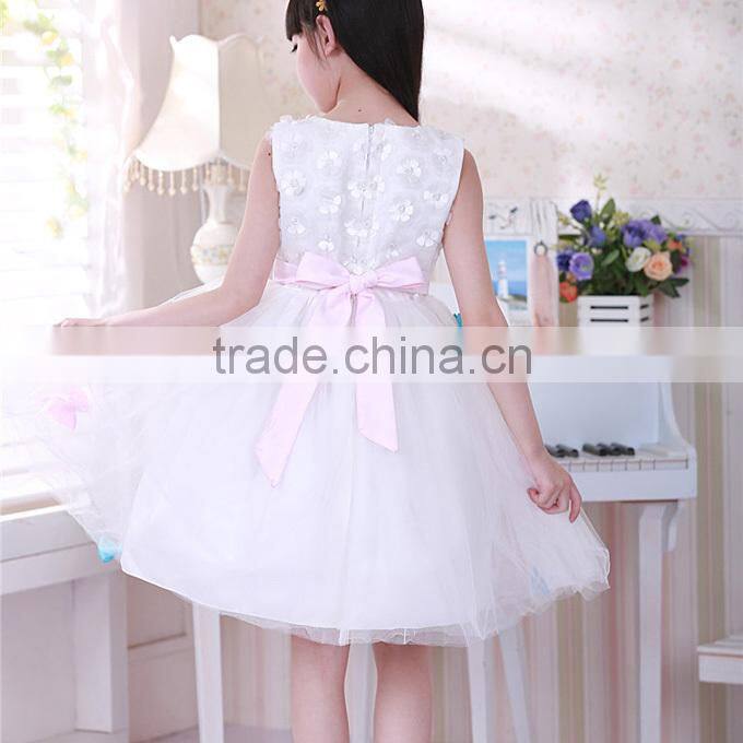 2016 Newest Girls Wedding Dresses Bows White Princess Kids Dress For Korean Style Children Clothes GD40829-9