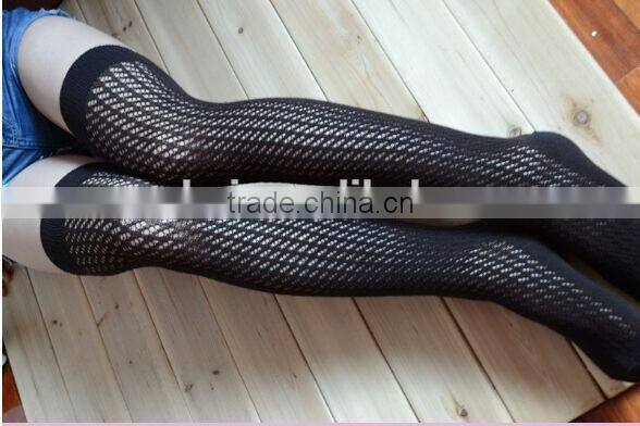 Over knee high girls hollow jacquard stockings