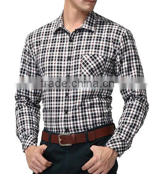 latest new men's checked long sleeve dress flannel shirt