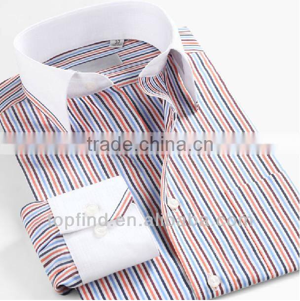 Men Long Sleeve stripe color matched latest shirt designs for men