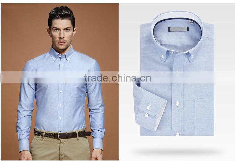 Classic 100% cotton oxford long sleeve with button down collar workwear shirt for men
