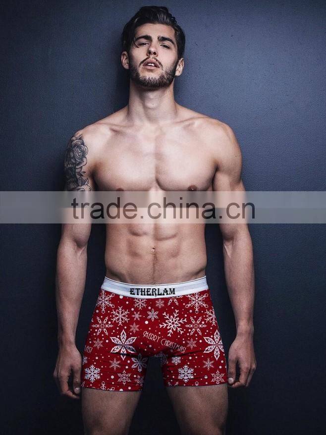 Merry Christmas 88% Polyester 12%Elastic Waist men underwear men boxer brief
