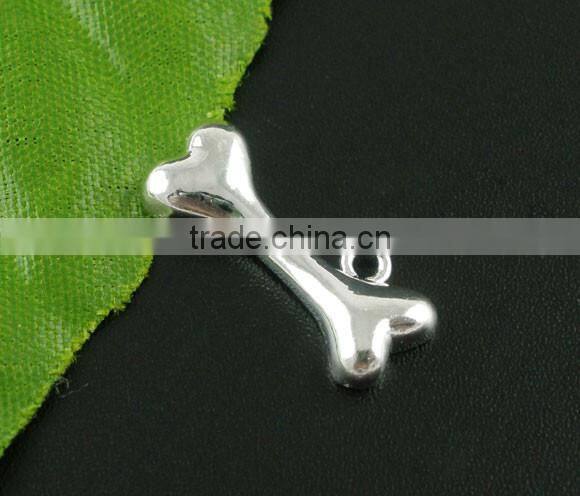 Custom 30 Silver Plated Halloween Dog Bone Charm Pendants