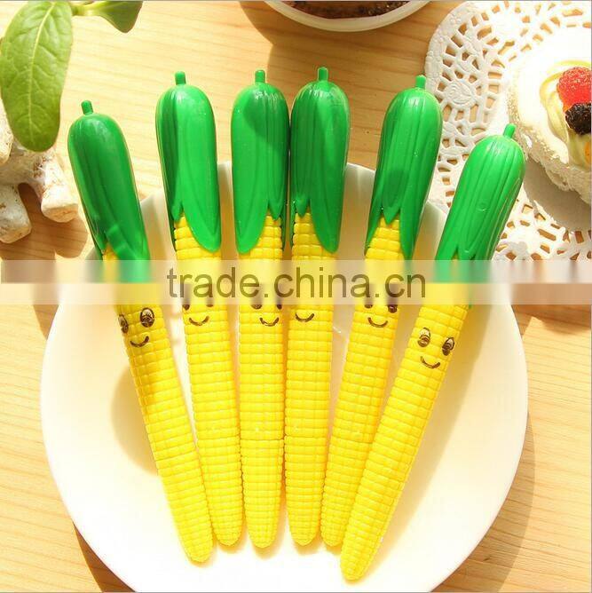 cute novel cartoon corn cob shape promotional gel pen for school kids