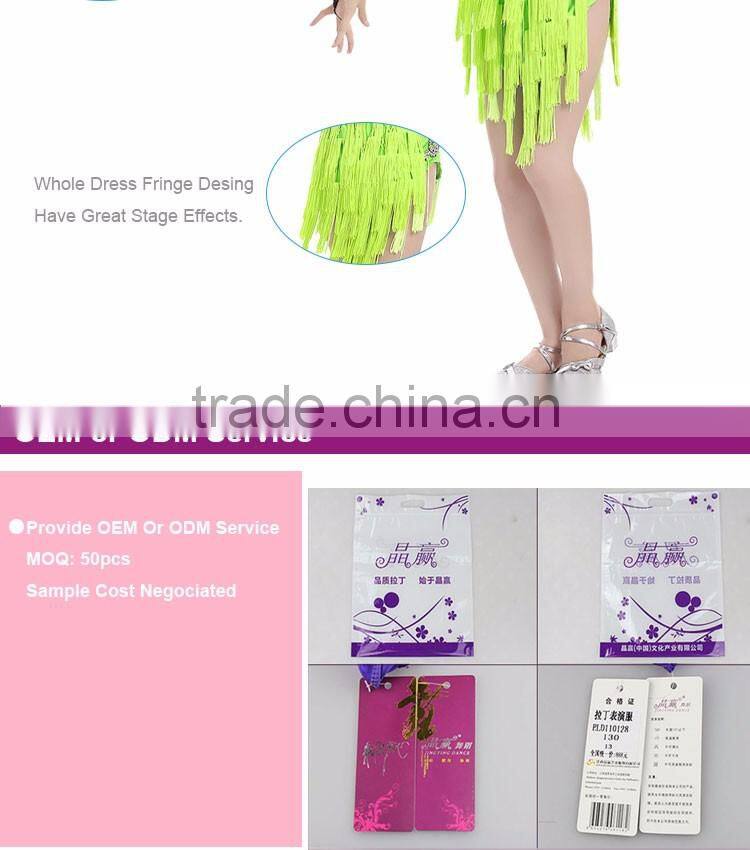 Girls Kids Sexy Cha Cha Samba Latin Salsa Dance Costumes Fringed Competition Latin Dance Dress For Children