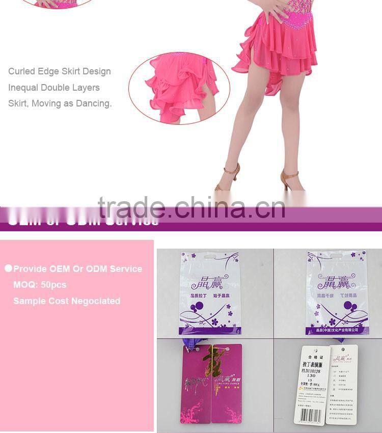 Teen Girls Multi-Straps Latin Dance Wear Kids Ballroom Latin Competition Dress
