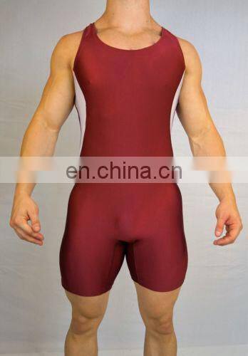 Custom sublimated high stretch lycra fabric wrestling singlet