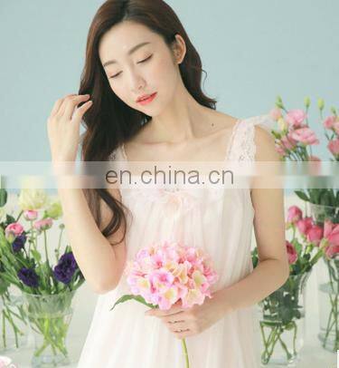 Womens Sweet Retro Palace Summer Nightdress Sleevelesss Cute White Silk Nightgowns Women Home Sleep Dress