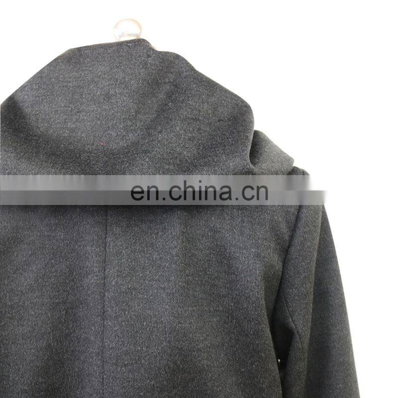 women winter warm turn-down collar long woolen trench coat