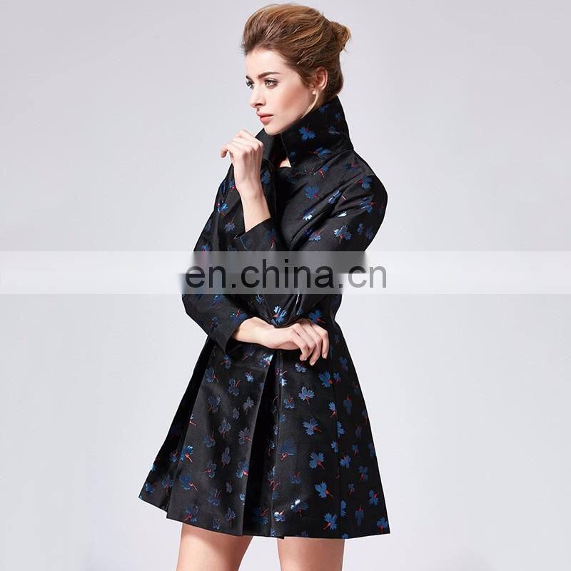 nuevos productos 2017 delicate fashion long design twill fabric ladies trench duffle coat woman
