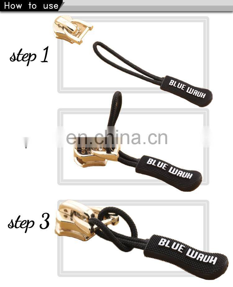 custom rubber zipper tags decorative runner zipper pulls