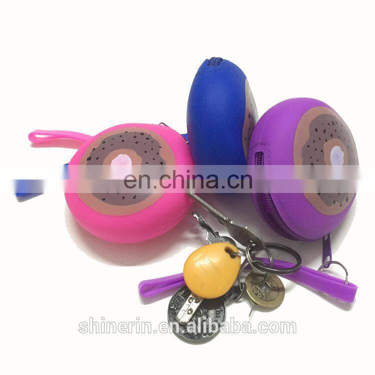 Custom Cake Shape Round Coin Bag Promotional Girls Fashion Silicone Coin Purse Wallets