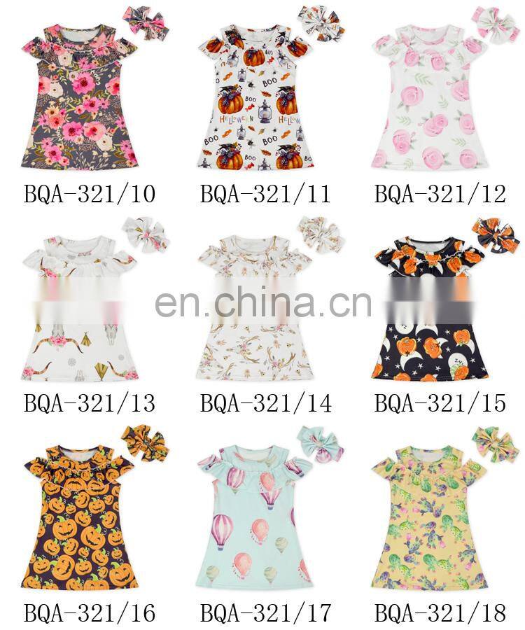 new design baby girls cactus printed cutting shoulder clothing children frock dress for kid