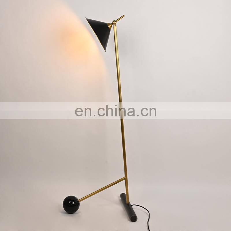 Modern Concise Black Marble Iron Decoration Daylight Floor Lamp