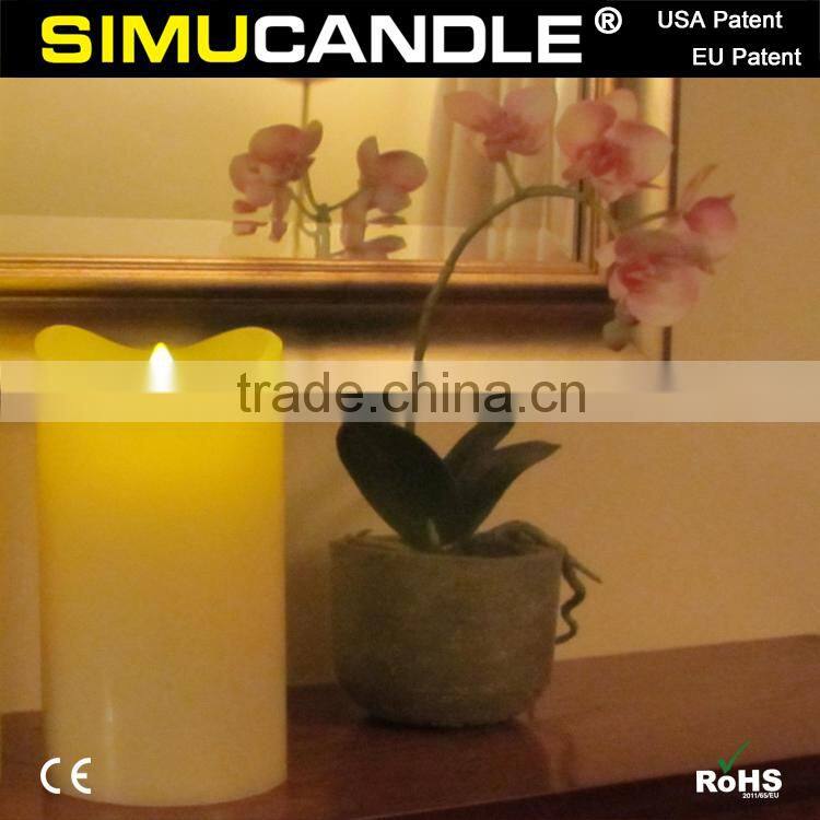 Ivory remote LED flameless simulated candle timer and remote ready with USA & EU patent