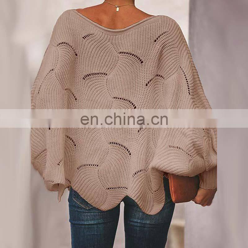 Wholesale custom women's sweaters Casual and comfortable Loose Solid color Large size hollow-carved design fashion