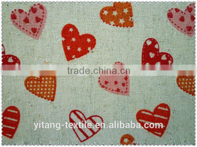 New design heart pattern printed linen fabric for garments