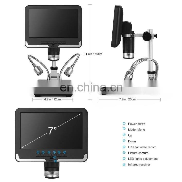 AD206 Adjustable 7" Display 2MP 8 LEDs 200X Andonstar Digital Microscope
