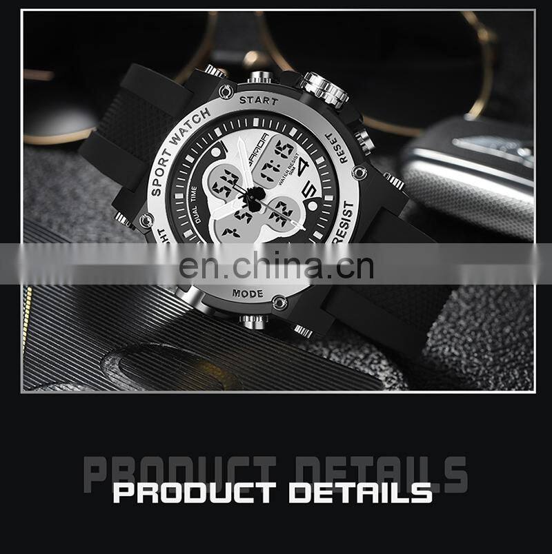 SANDA 3107 Top Brand Sports Men Watches Digital Male Clock Waterproof Digital Hand Watch