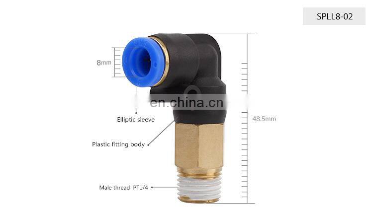Manufacturer wholesale SNS SPLL Series Pneumatic Elbow Male Thread Quick Connect Pipe Fittings Tube Joints