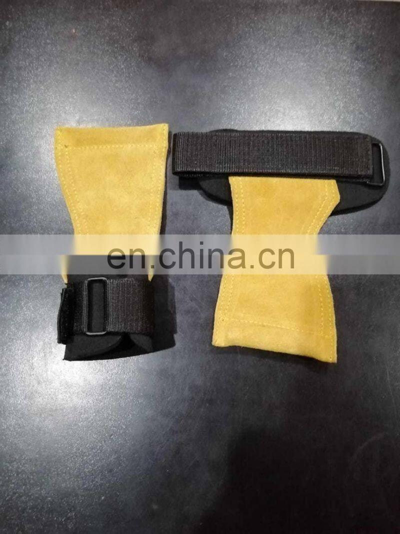 Leather WeightLifting workout Gloves Gym Grip Palm Protector Strap Weight lifting Pad Wrist Wraps Dumbbell