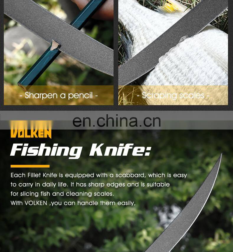 New TPR&ABS Fishing Knife Outdoor Camping Light Fish Fillet Knife with Black Coat and Scabbard Safety Fish Knife